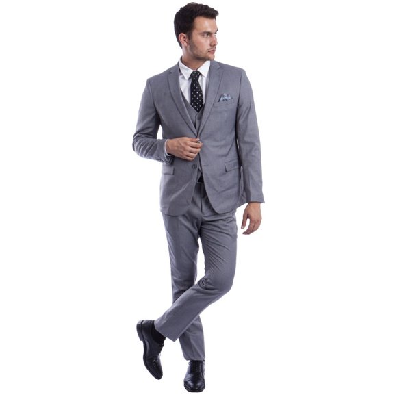 Men's Skinny-Fit 3pc Mid Grey Suit by Sean Alexander - Picture 6 of 6